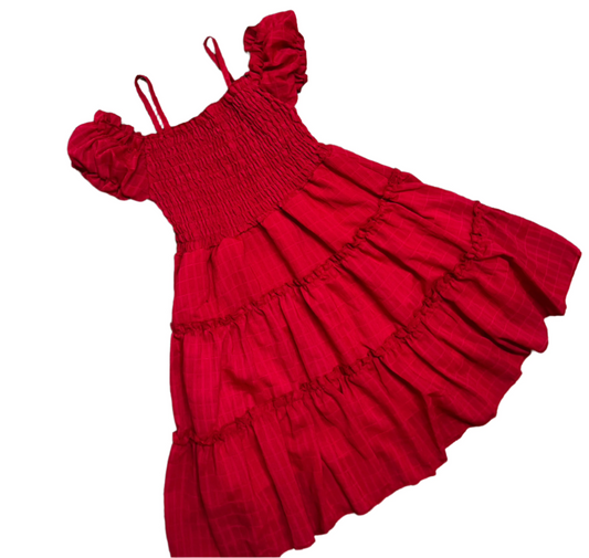 Tia Puffed Sleeve Dress Ruby Red